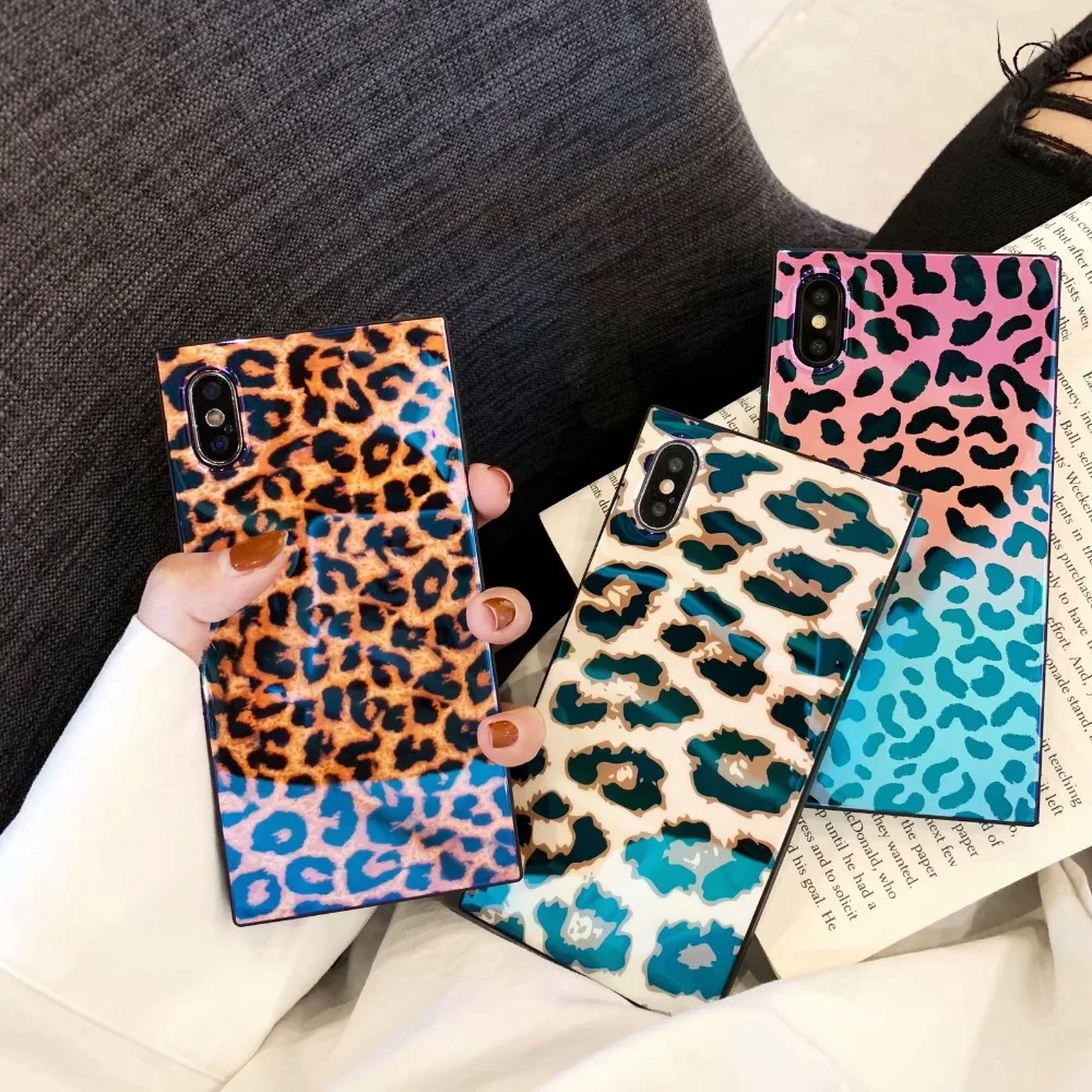 ORYKSZ For iphone X 6 6s 7 8 Plus Case Leopard print Pattern Tempered Glass Silicone Cases XS XR MAX Back Cover |