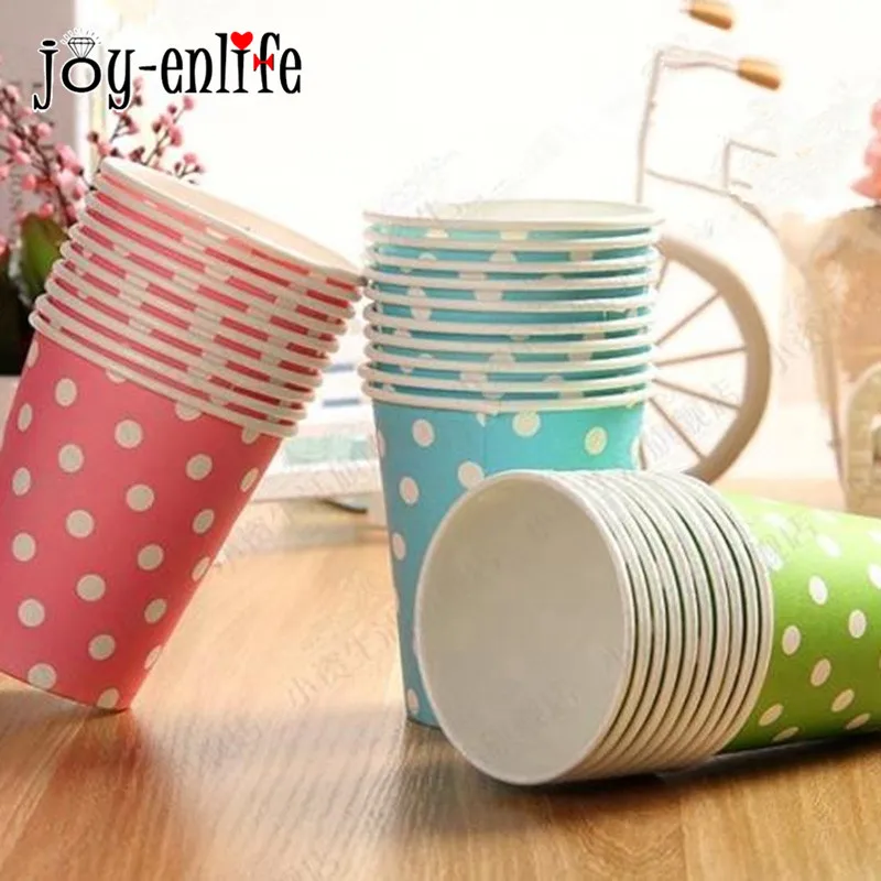JOY ENLIFE 10 шт красочные одноразовые бумажные стаканчики в горошек Питьевая чашка