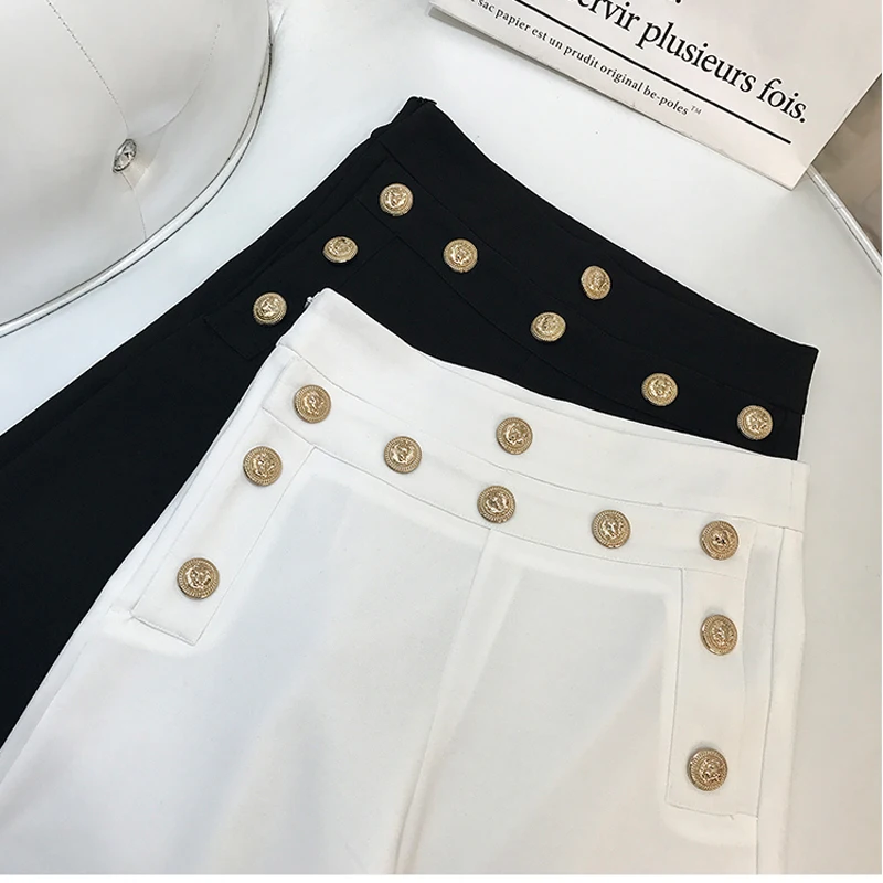 Брюки женские с металлическими кнопками львами 2020|wide leg pants|leg pantsdesigner pant woman |