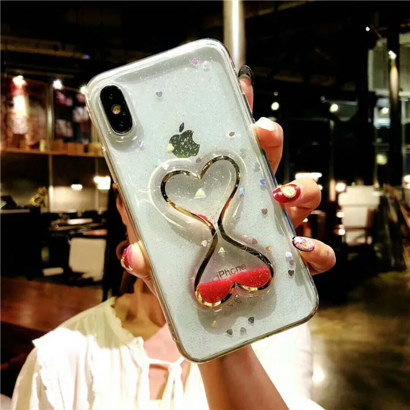 3D динамический сердце жидкость зыбучие пески чехол для телефона iPhone X 10