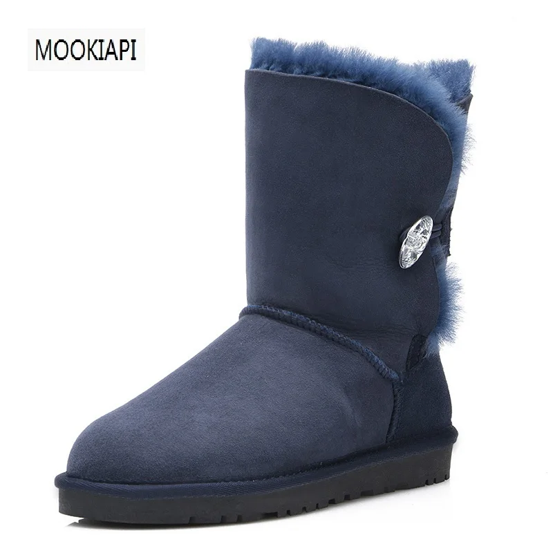 2019 European high-quality snow boots real sheepskin 100%natural wool women's free delivery 6 colors | Обувь