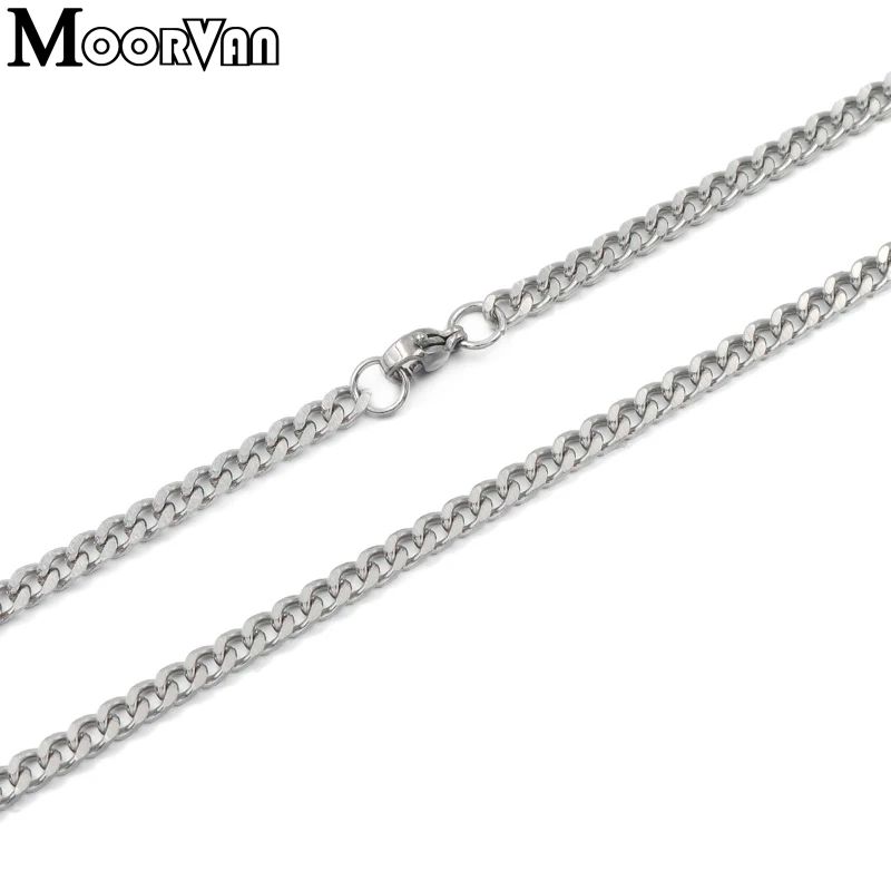Moorvan мужское ожерелье из нержавеющей стали, цепочка шириной 3 мм(40-90 см), Индивидуальные ювелирные изделия в Кубинском стиле хип-хоп, ожерелья Аксессуары VN001