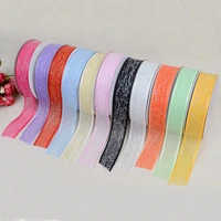 diy clothing accessories material ribbon cake box ribbon ultrasonic relief with mesh color ribbon crafts decorative edge belt