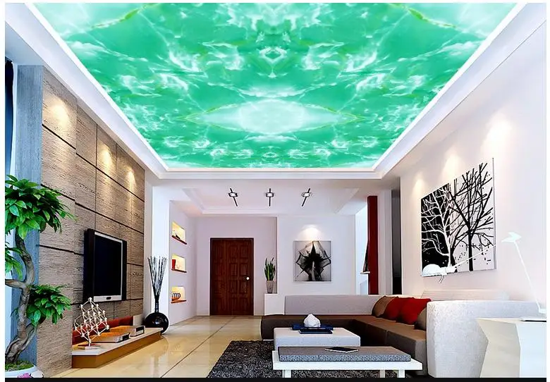 Индивидуальные обои 3d потолочные фрески роскошный китайский зеленый топ стены