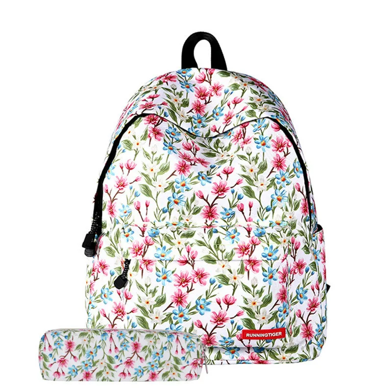 Новинка 2019 модная сумка для книг с цветочным принтом школьные женские рюкзаки