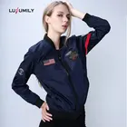 Lusumily 2021 новая куртка-бомбер для женщин большого размера 4xl Свободная куртка-пилот в стиле милитари женские тонкие пальто с нашивками Женская куртка Ma1 женские куртки