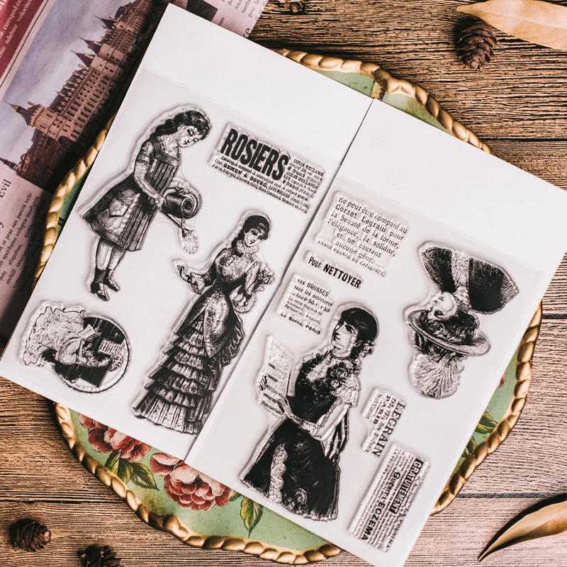 6 стилей Ретро Серия персонажей прозрачные штампы для сделай сам