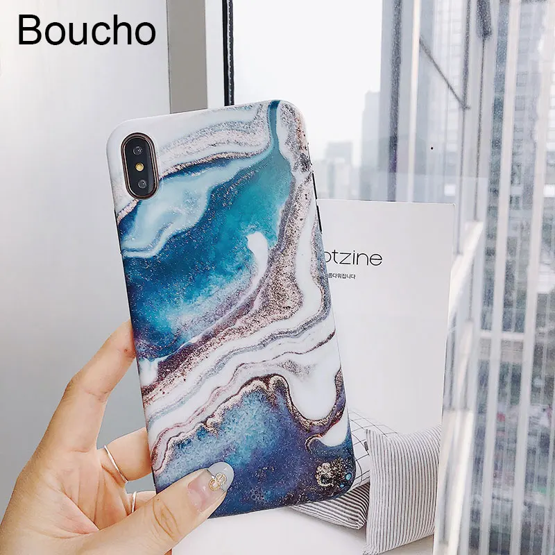 Цветной чехол для телефона Boucho iphone XS MAX XR X задняя крышка милые чехлы с абстрактным