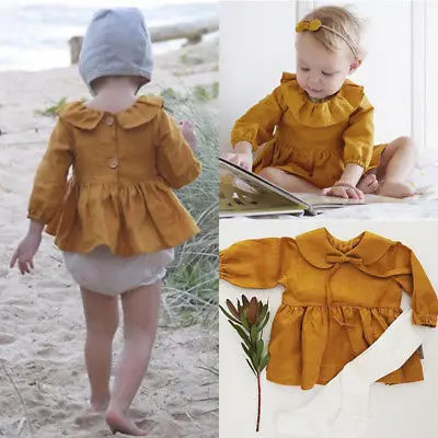 2017 г. однотонные топы с длинными рукавами для новорожденных девочек блузки