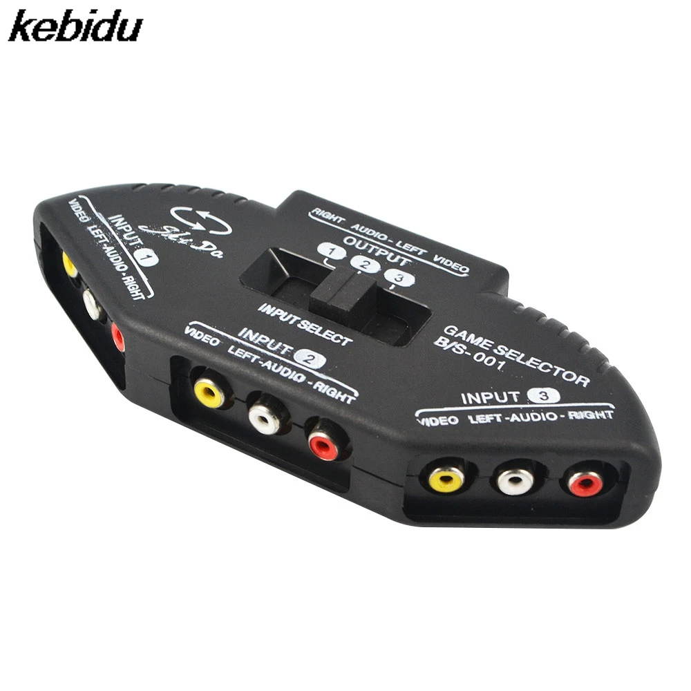 Kebidu черный 3 порта видео игровой коммутатор селектор сплиттер аудиокабель AV RCA