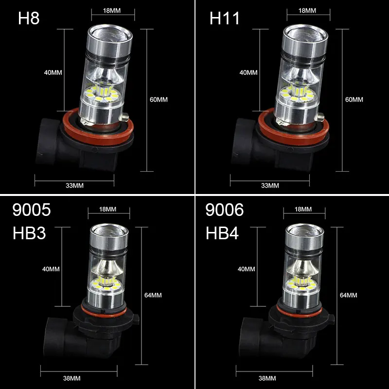 2 шт. H11 H8 светодиодные лампы H7 9005 HB3 9006 HB4 H16 5202 PS X 24W PY24W 5200 P13W светодиодные противотуманные фары Дневные Фары Светильник 1200LM белый 12V 24V Авто лампы противотуманных фар