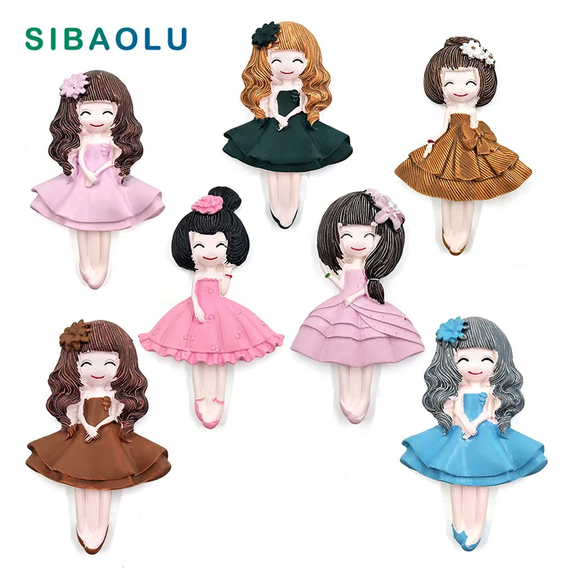 

1pc Pretty Dress Beauty Girls fridge magnet whiteboard cartoon people sticker Refrigerator Magnets Message post Home Decoration