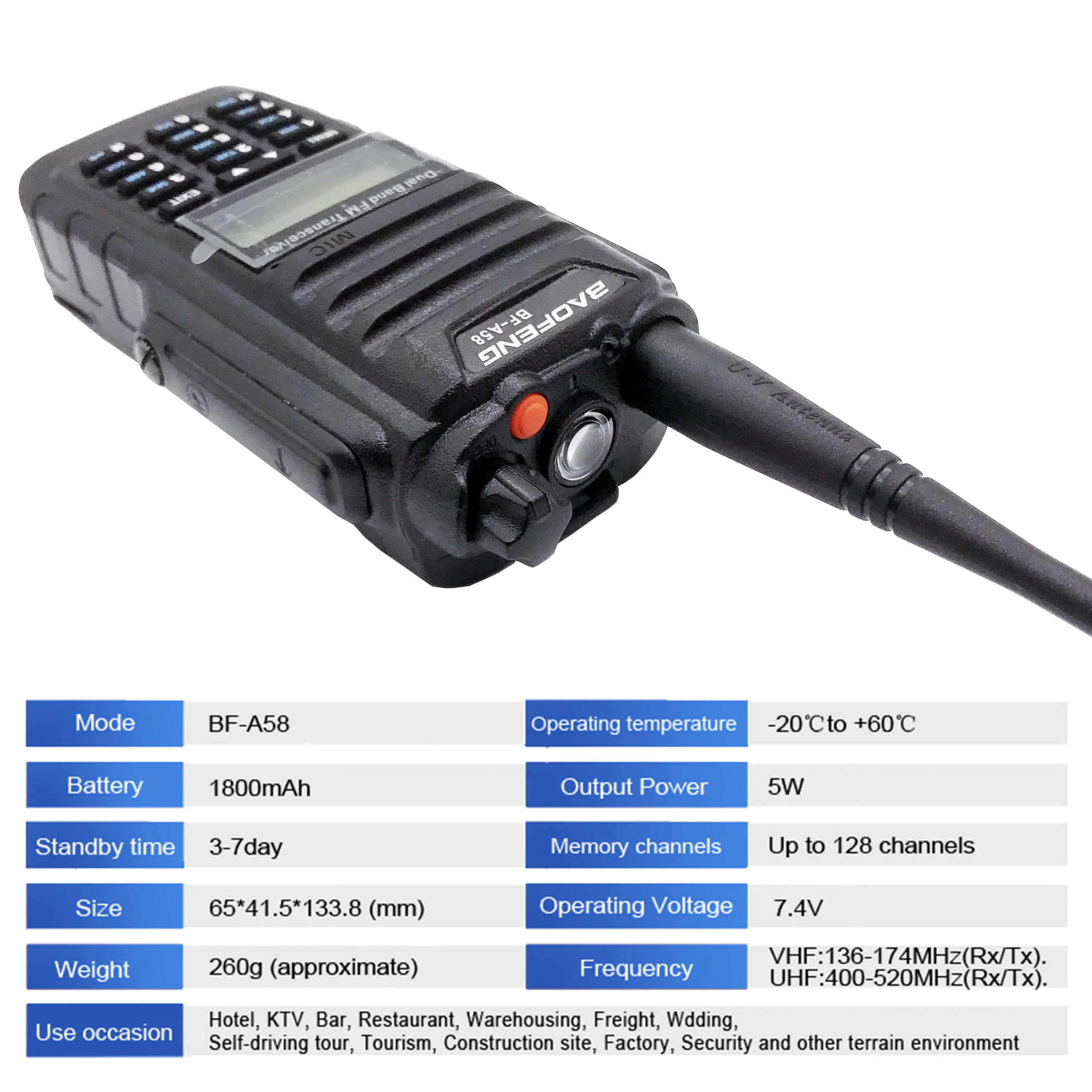 Baofeng BF-A58 Waterproof Walkie Talkie Ham CB Amateur Radio Station Dual Band UHF VHF HF Transceiver Radio Scanner BF A58 PMR