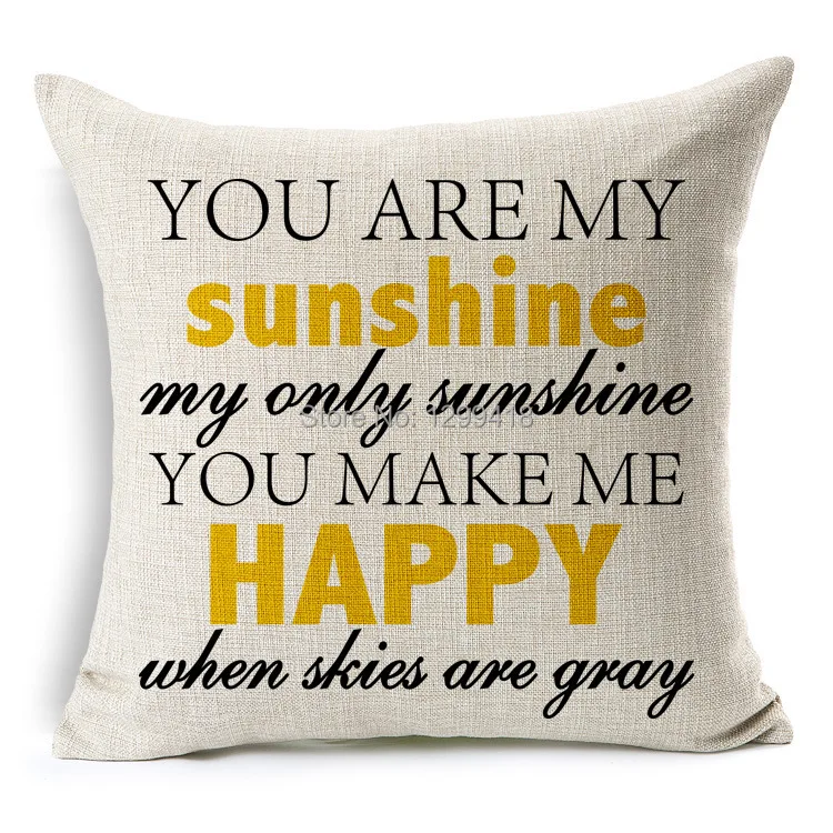 You are my sunshine pattern pillowcase home decorative cotton linen throw pillow/cushion for sofa/chair/car/decor | Дом и сад