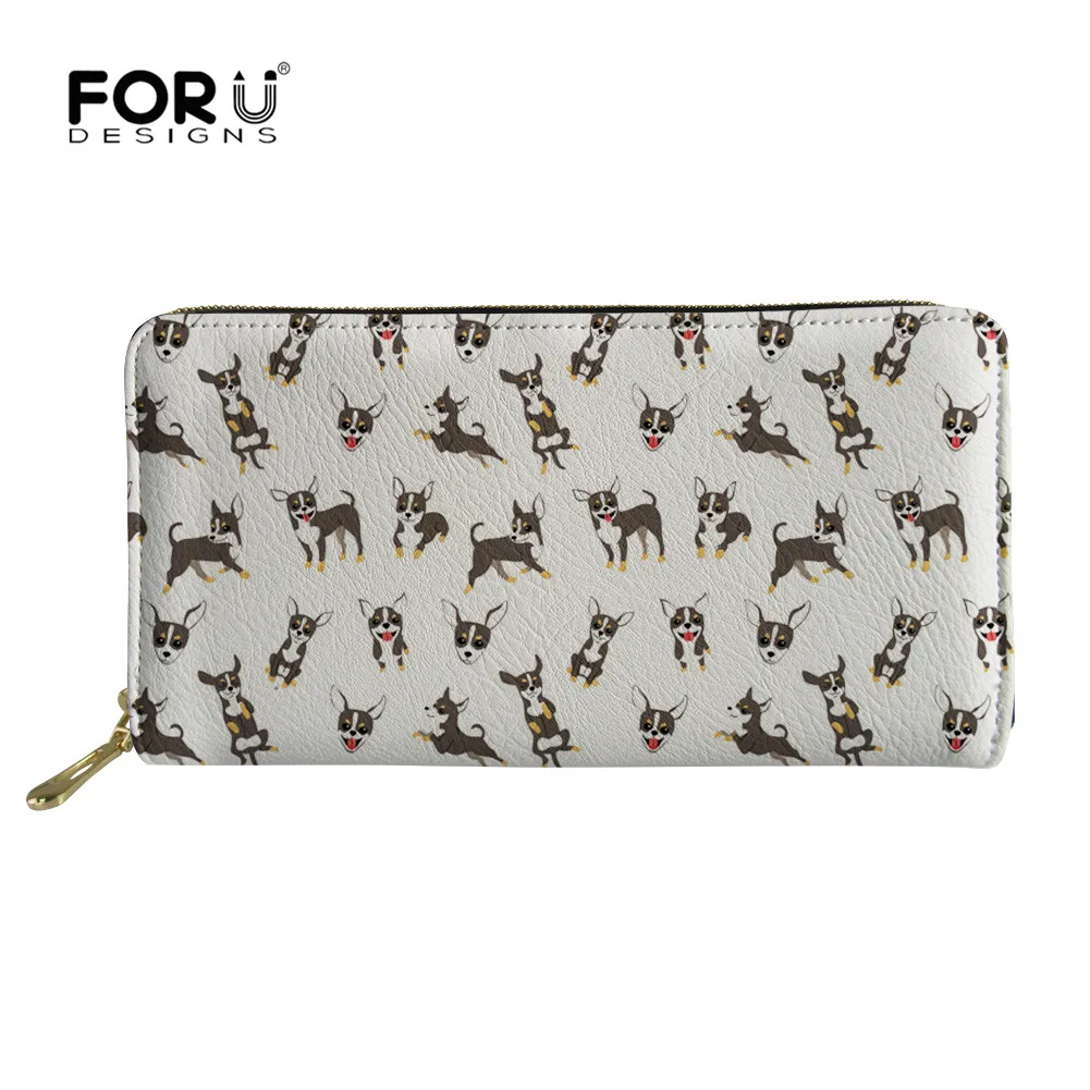 FORUDESIGNS для женщин женские кошельки и кошельки Чихуахуа печати кожа Длинный клатч бумажник Hasp телефон сумка Деньги Монета Portefeuille Femme - Цвет: Y4106Z21