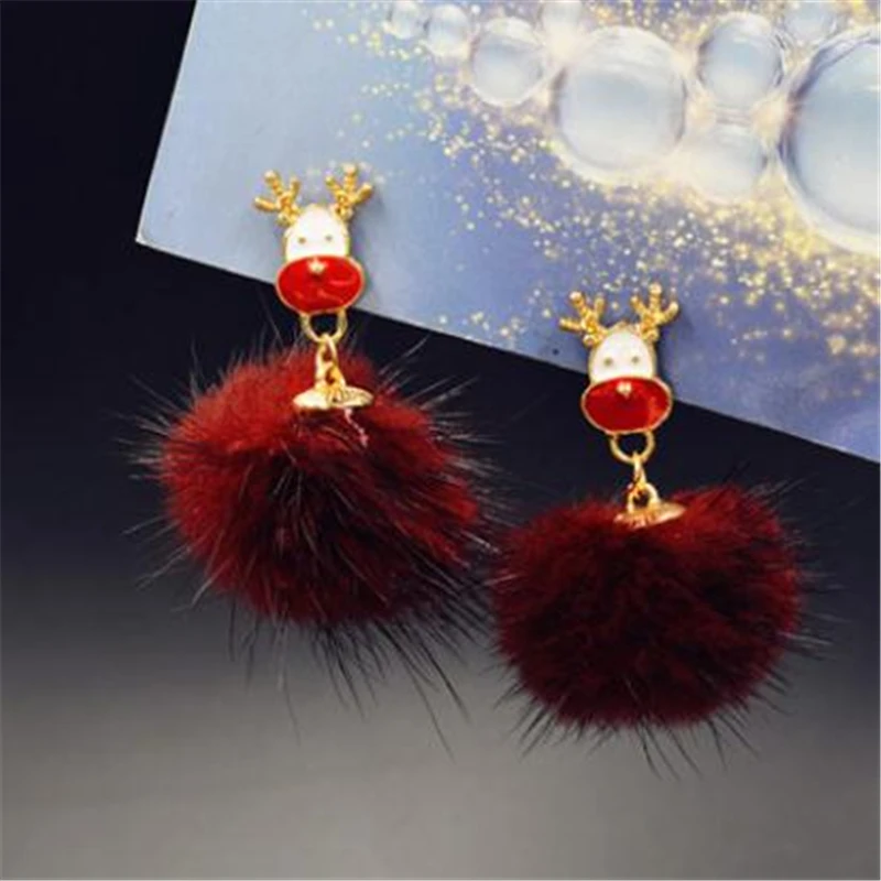 DoreenBeads полиэфирные серьги Золотой Рождественский X'mas Pom Ball эмаль многоцветный