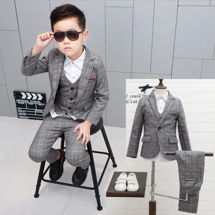 

Autumn Winter Gentleman Kids Formal Dress Suit for Wedding Birthday Children Blazer Clothing Set Blazer+vest+pant 3pcs