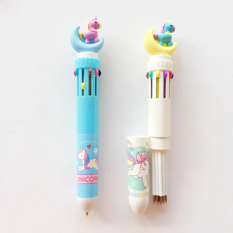 

Cute Moon & Unicorn 10 Colors Press Ball Ballpoint Pen Writing Drawing Marker Pen Student Stationery School Office Supply
