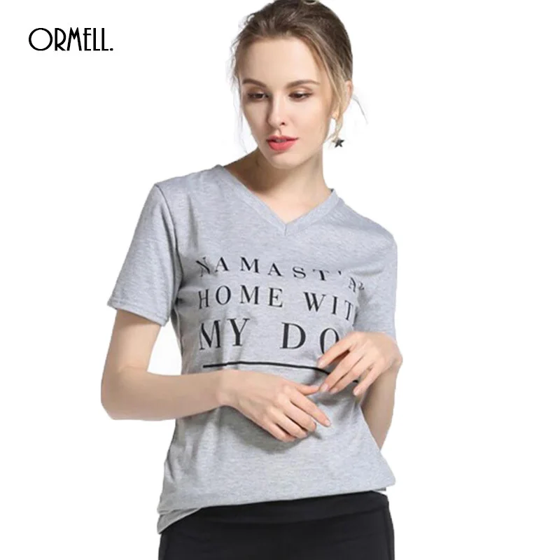 Ormell Vogue с принтом букв Для женщин футболка летние Повседневное комфорт S Топы