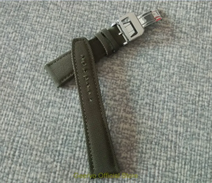 Высококачественный нейлоновый зеленый ремешок для часов 22 мм со складной