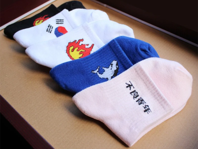 5 пар/лот = 10 шт. повседневные носки для мужчин уличные Harajuku в стиле хип хоп Веселые