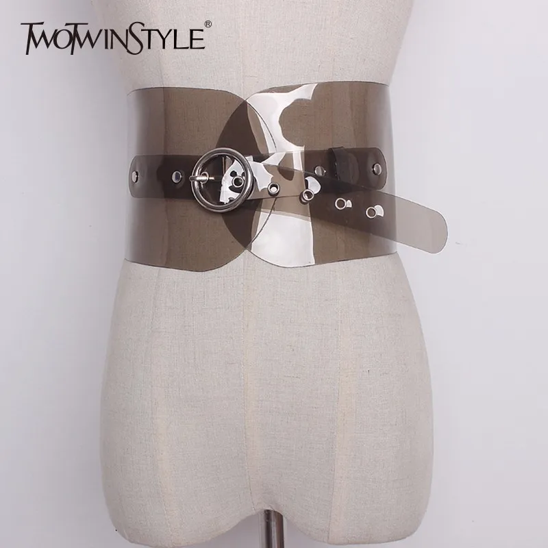 TWOTWINSTYLE лента из ПВХ женская летняя прозрачная Высокая талия широкий пояс-ремень