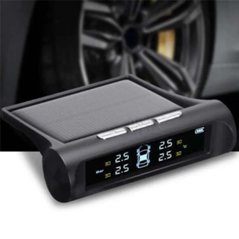Автомобильная солнечная система TPMS, беспроводная система контроля давления в шинах+ 4 внешних датчика, цифровой ЖК-дисплей, автоматическая система охранной сигнализации