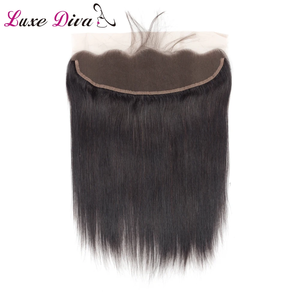 LUXE DIVA бразильские кружева Фронтальная застежка 13x4 прямые человеческие волосы