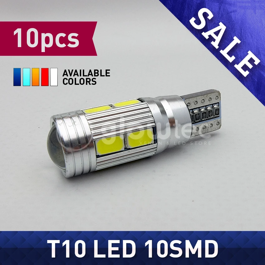 

WHOLESALE 10PCS T10 10SMD CANBUS high power 5630 SMD 194 W5W LED Error Free Car Light Lamp Auto Bulb White GLOWTEC