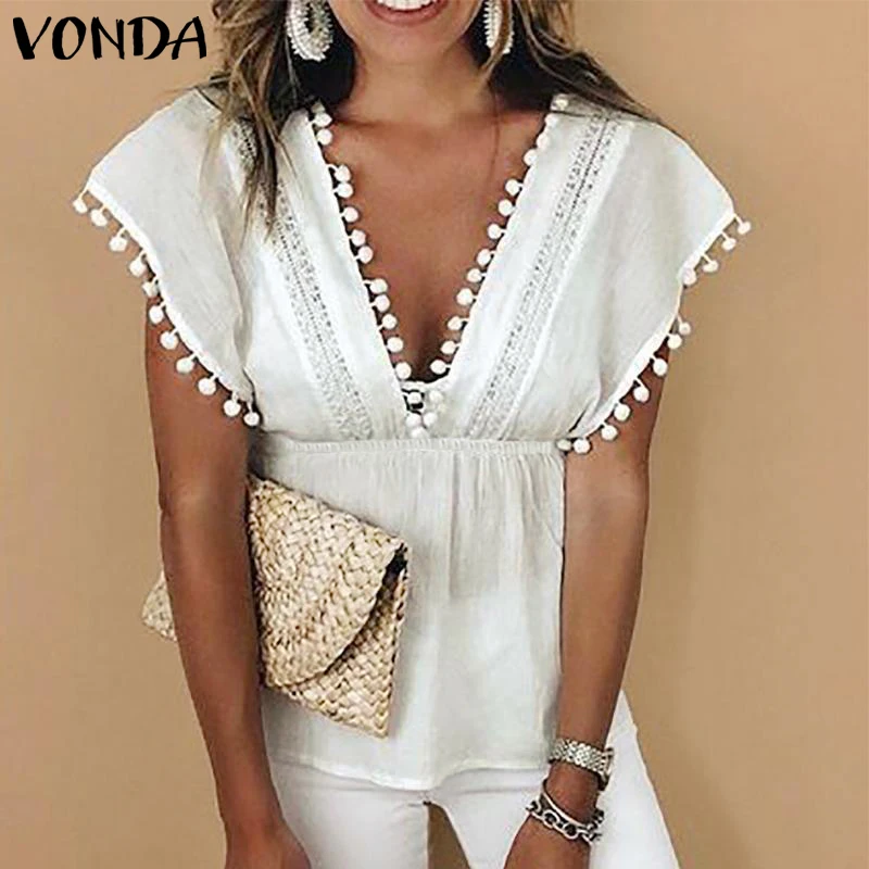 VONDA Новая модная блузка для беременных, Сексуальная Блузка без рукавов с v-образным вырезом для беременных женщин, блузки для беременных, блузки, рубашки больших размеров