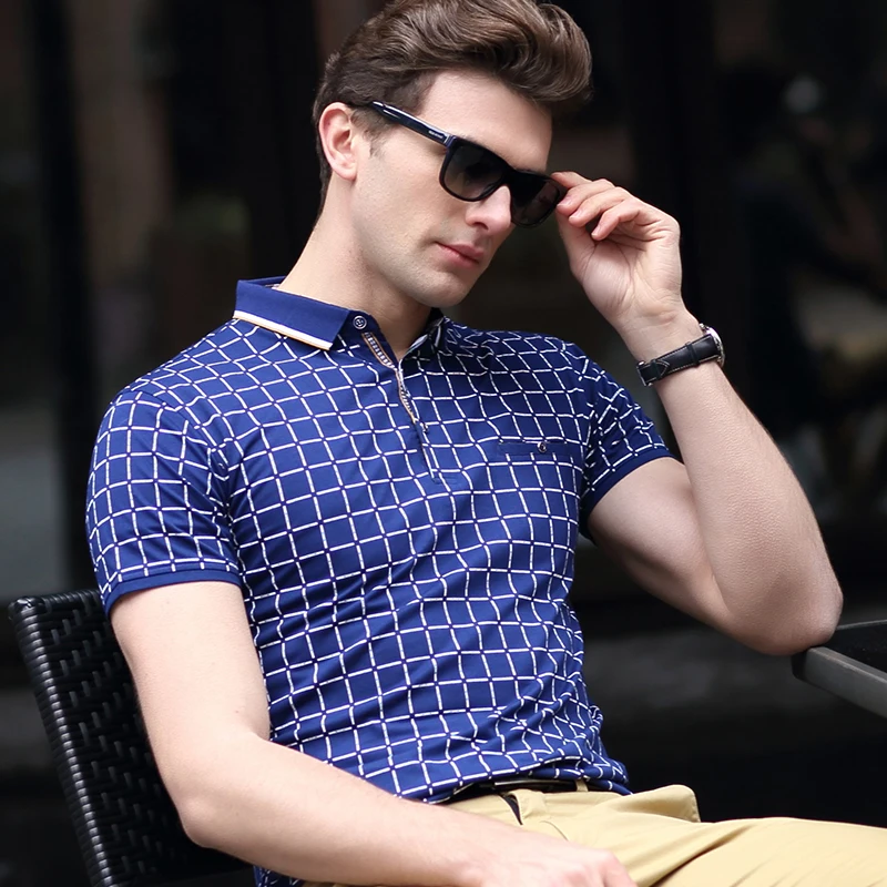 Майка поло мужская однотонная с коротким рукавом в шотландскую клетку|men polo shirt