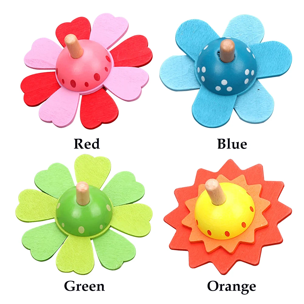 Детские развивающие деревянные игрушки вращающиеся цветы для детей волчок