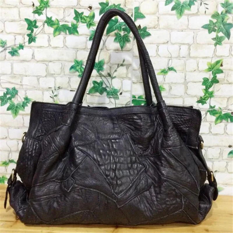 High Quality Genuine Leather Ladies Handbags 100% Cowhide Women Shoulder Bags Fashion Brands Large Black Messenger Bag A824 | Багаж и