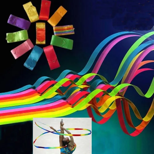 4M Colorful Gym Ribbons Dance Ribbon Rhythmic Art Gymnastic Ballet Streamer Twirling Rod Stick Training Professional Ribbons|Гимнастика| |