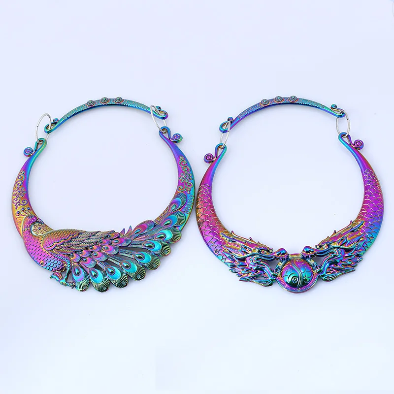 2017 многоцветное ожерелье с павлином и торками длинное этническое для женщин