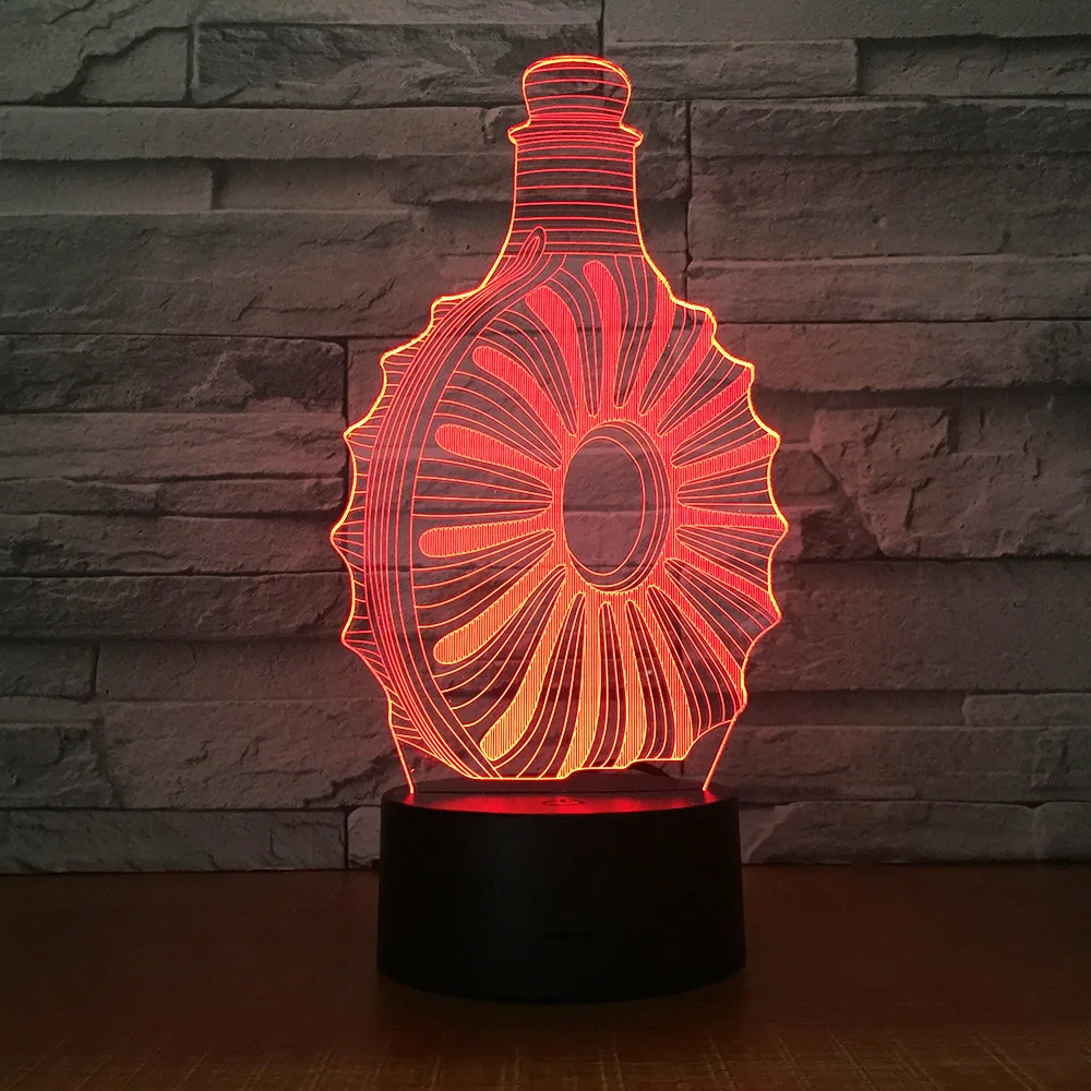 

Wine Bottle 3D Lamp Stereo LED Acrylic Night Office Bar Bedroom Mood Lighting 7 Colors Change Illusion Father Birthday Gifts
