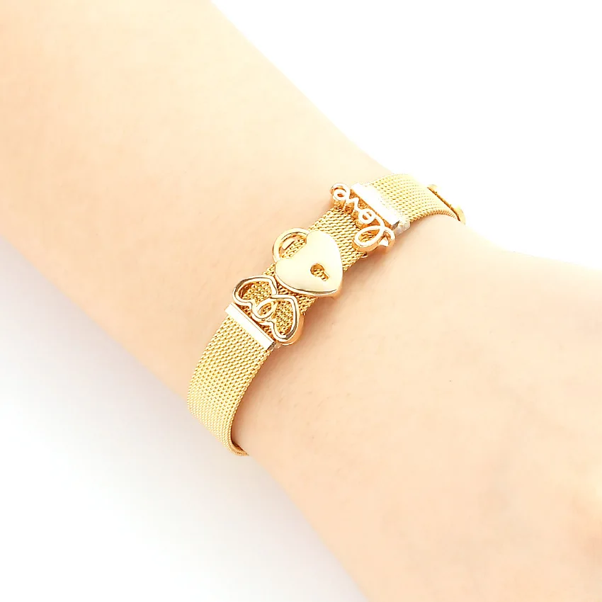 Модный браслет из нержавеющей стали цвета розового золота Набор браслетов с