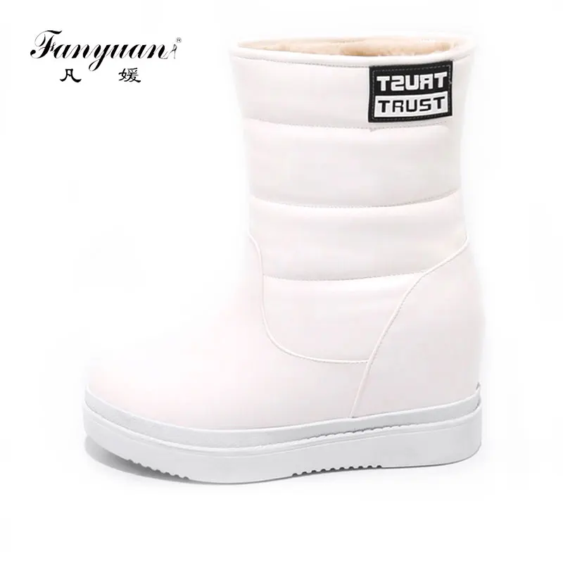 

Fanyuan Size 34-39 Women Height Increasing Winter Snow Boots Women Warm Fur Inside Thick Platform Mid Calf Winter Botas