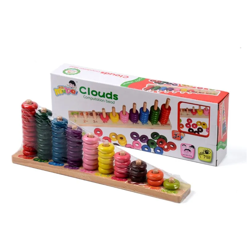 

Montessori Math Blocks Games For kids Color Shape Sorter Early Development Mathematics Material Wooden Toys Computation Beads