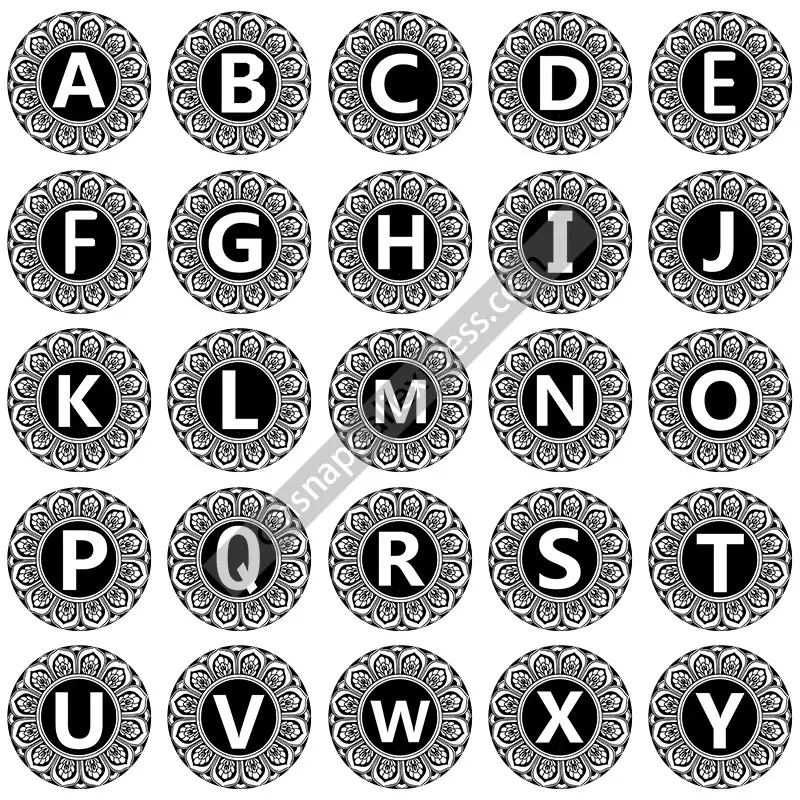 

New A-Z alphabet letters words 1lot (26pcs) 12mm/16mm/18mm/25mm Round photo glass cabochon demo flat back Making findings