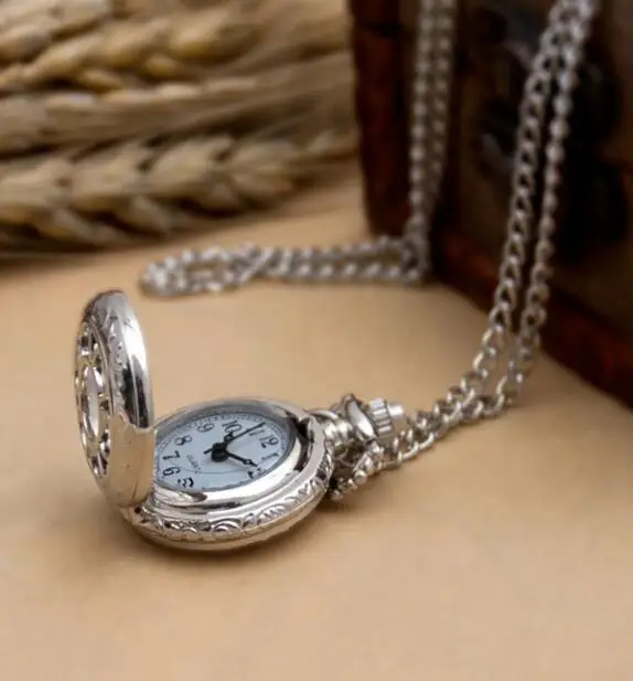 

Alice in wonderland Bronze, silver pendant Hollow Necklace pocket watch