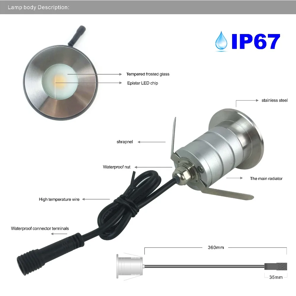 DC12V 3 Вт наружный RGB утопленный напольный светильник водонепроницаемый IP67
