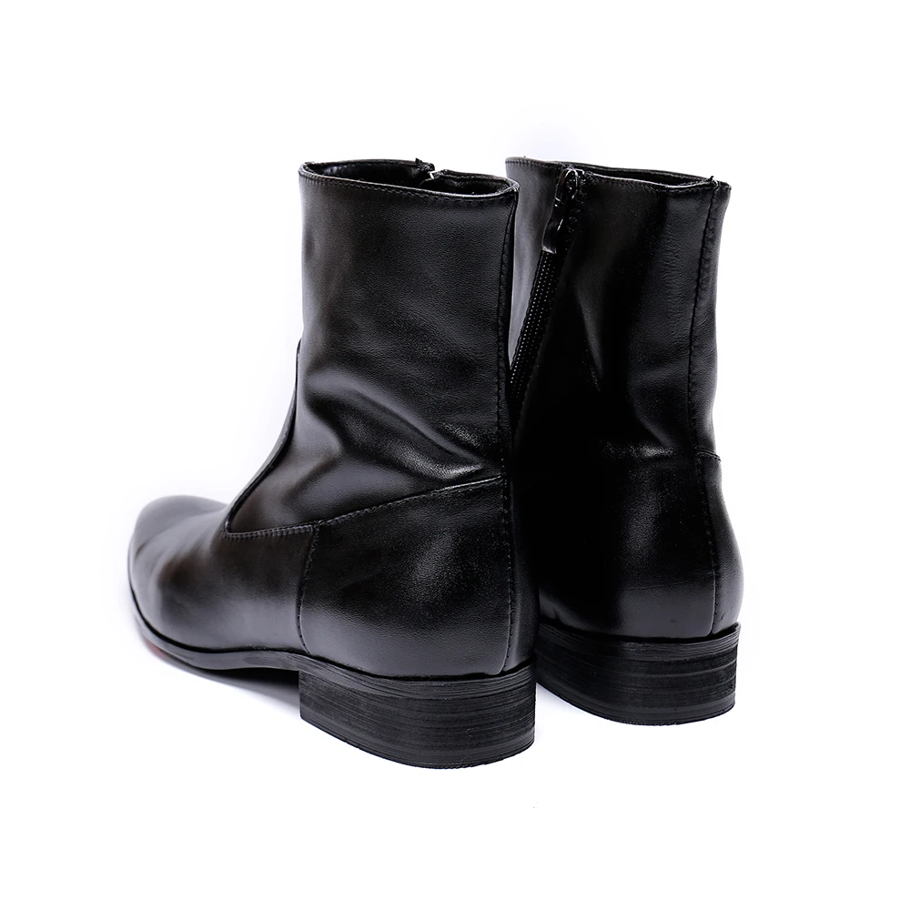 

Christia Bella Fashion Simplicity Solid Men Ankle Boots Autumn Winter Genuine Leather Pointed Toe Zipper Designer Formal Boots