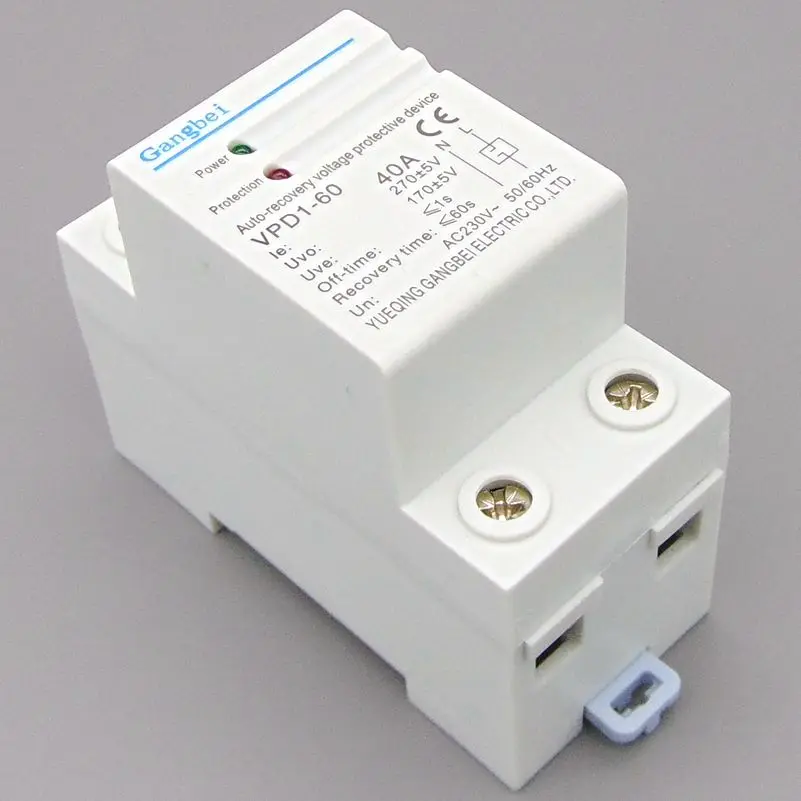 

VPD1-60 230V Din rail automatic recovery reconnect over voltage and under voltage protective device protector protection relay