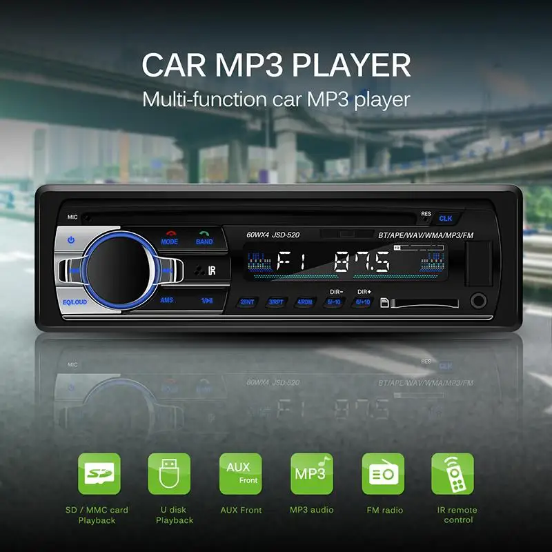 Автомобильный радиоприемник 12 В стерео система в приборной панели с Bluetooth FM Aux SD USB