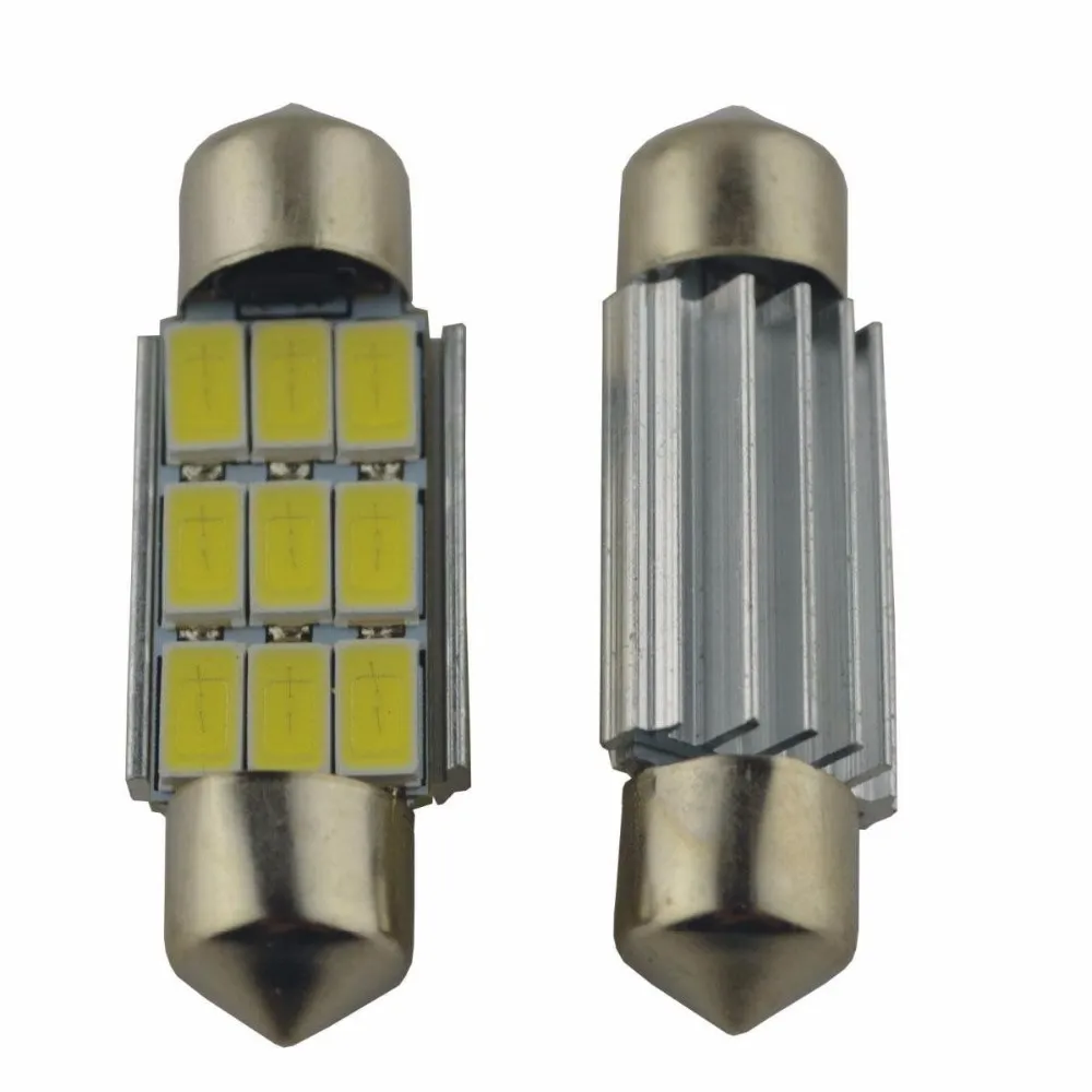 

10Pcs 6000k Branco Frio Lampada Torpedo Canbus 9 Led 5730 41 Mm Extra Brilho
