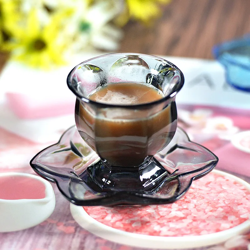 Glass Coffee Cups with Saucers Small Milk Mug Cup Set European Style Drinkware Drop Shipping |