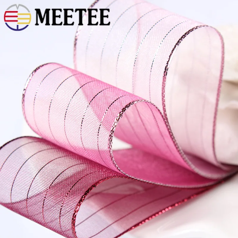 Meetee 10 ярдов/25/40 mmYarn пятно ленточки для волос свадебное платье одежда волосы бант в