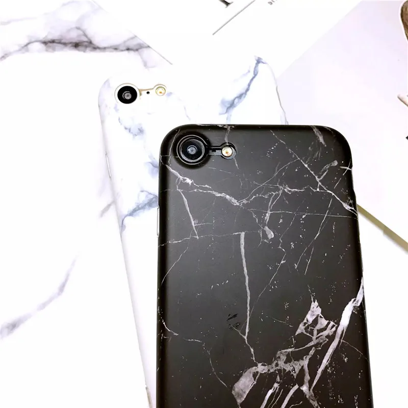 IMD Мрамор камень гель чехол для Apple iPhone 7 6S 6 8 плюс Чехол черный Белый Цвет Мягкие TPU