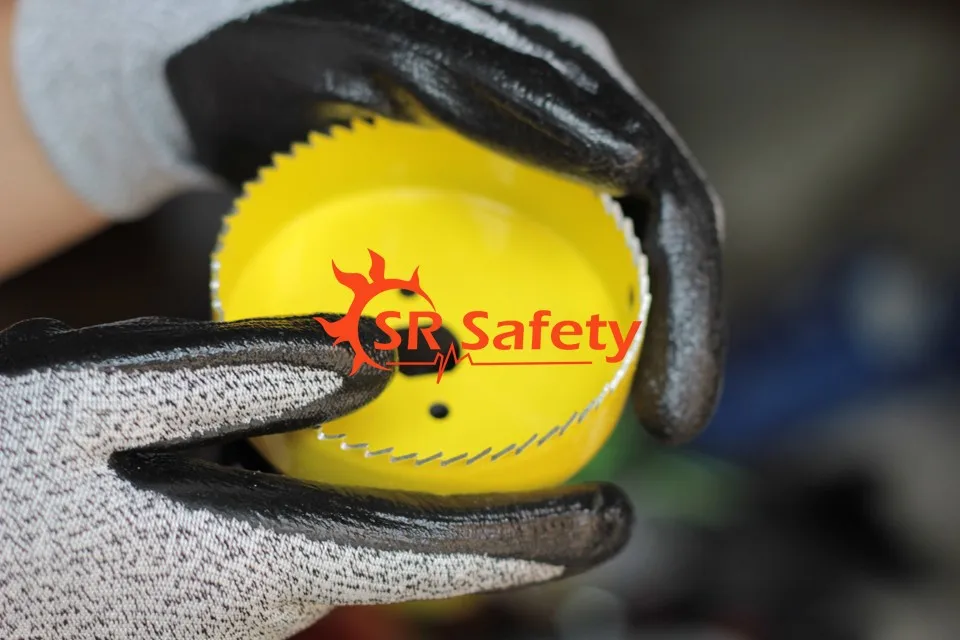 SRSAFETY 1 пара EN388 4343, Нейлон-рабочие перчатки стойкие нитриловые погружения рабочие перчатки, стеклянная промышленность, обработка металла, порез, уровень 3